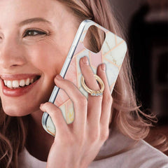 Electroplating Splicing Marble Pattern Dual-side IMD TPU Shockproof Case with Ring Holder, For iPhone 13 mini, For iPhone 13, For iPhone 13 Pro, For iPhone 13 Pro Max