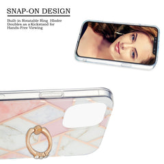 Electroplating Splicing Marble Pattern Dual-side IMD TPU Shockproof Case with Ring Holder, For iPhone 13 mini, For iPhone 13, For iPhone 13 Pro, For iPhone 13 Pro Max