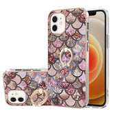 Electroplating Pattern IMD TPU Shockproof Case with Rhinestone Ring Holder, For iPhone 12 mini, For iPhone 12, For iPhone 12 Pro Max, For iPhone 11