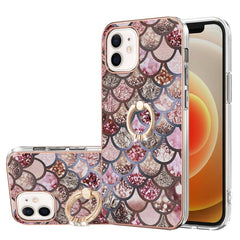 Electroplating Pattern IMD TPU Shockproof Case with Rhinestone Ring Holder, For iPhone 12 mini, For iPhone 12, For iPhone 12 Pro Max, For iPhone 11