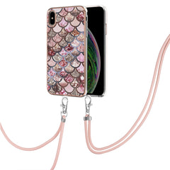 Electroplating Pattern IMD TPU Shockproof Case with Neck Lanyard, For iPhone XS Max, For iPhone SE 2022 / SE 2020 / 8 / 7, For iPhone 8 Plus / 7 Plus