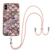 Electroplating Pattern IMD TPU Shockproof Case with Neck Lanyard, For iPhone XS Max, For iPhone SE 2022 / SE 2020 / 8 / 7, For iPhone 8 Plus / 7 Plus