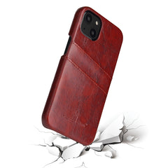 Fierre Shann Retro Ölwachs-Textur PU-Lederhülle mit Kartenfächern, für iPhone 13, für iPhone 13 Mini, für iPhone 13 Pro, für iPhone 13 Pro Max