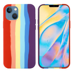 Regenbogen-Flüssigsilikon-Stoßschutzhülle mit vollständiger Abdeckung, für iPhone 13 Mini, für iPhone 13, für iPhone 13 Pro, für iPhone 13 Pro Max