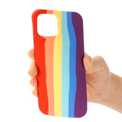 Regenbogen-Flüssigsilikon-Stoßschutzhülle mit vollständiger Abdeckung, für iPhone 13 Mini, für iPhone 13, für iPhone 13 Pro, für iPhone 13 Pro Max
