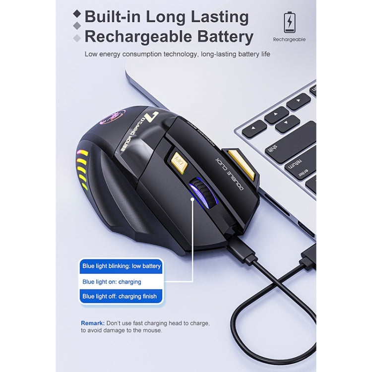 Ratón inalámbrico para juegos iMICE GW-X7, silencioso, recargable, con 7 botones y luces RGB de colores, GW-X7 2.4G Ratón inalámbrico para juegos iMICE GW-X7, silencioso, recargable, con 7 botones y luces RGB de colores, GW-X7 2.4G