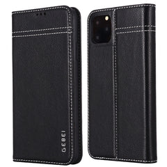 GEBEI Top-grain Leather Horizontal Flip Protective Case with Holder & Card Slots, For iPhone 11, For iPhone 11 Pro, For iPhone 11 Pro Max, For iPhone XS / X, For iPhone XR