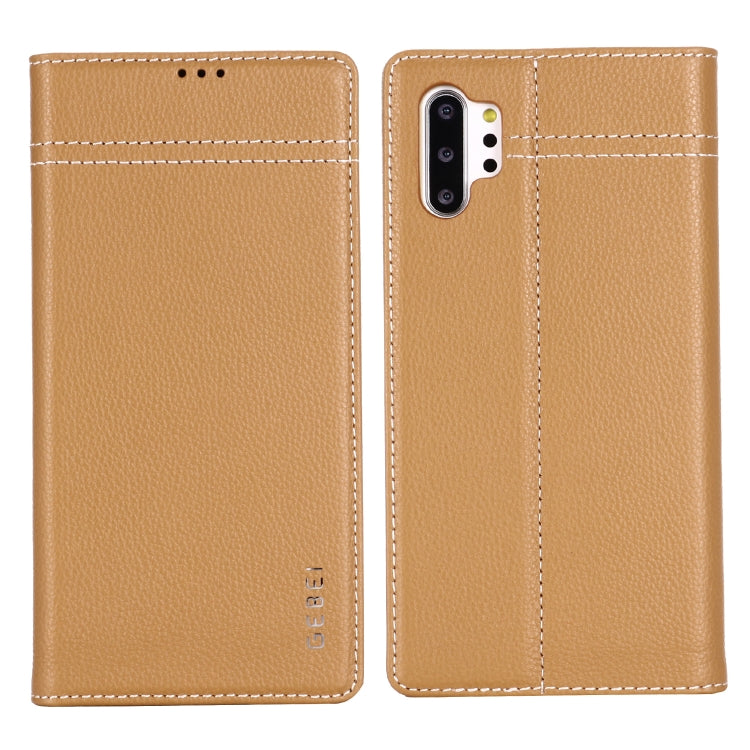 Funda protectora con tapa horizontal de cuero de grano superior de GEBEI con soporte y ranuras para tarjetas, para Galaxy Note 10, para Galaxy Note 10+ Funda protectora con tapa horizontal de cuero de grano superior de GEBEI con soporte y ranuras para tarjetas, para Galaxy Note 10, para Galaxy Note 10+