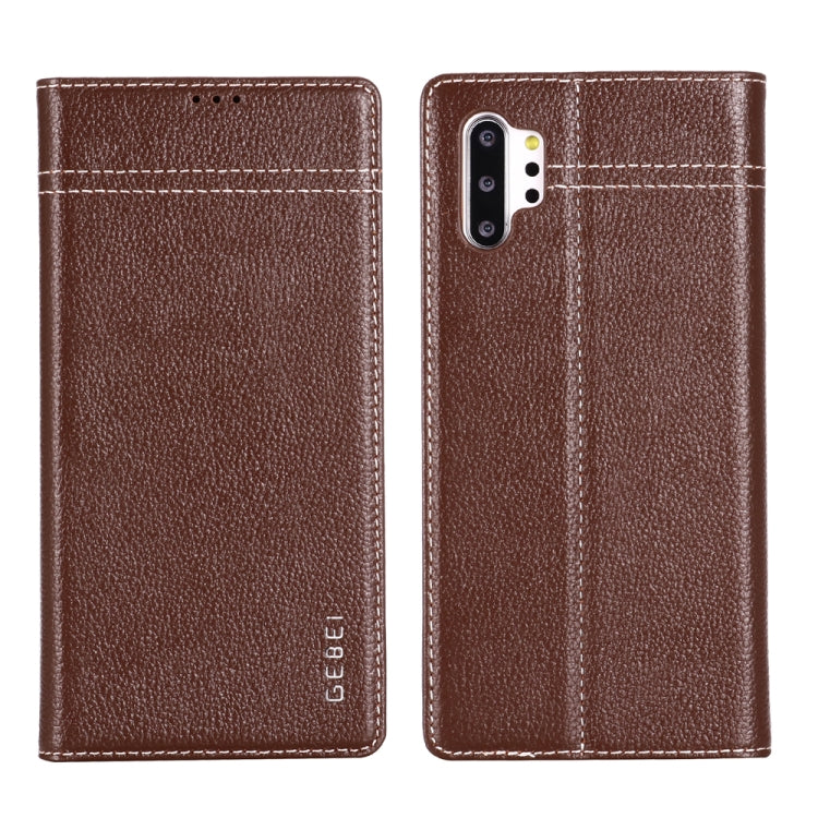 Funda protectora con tapa horizontal de cuero de grano superior de GEBEI con soporte y ranuras para tarjetas, para Galaxy Note 10, para Galaxy Note 10+ Funda protectora con tapa horizontal de cuero de grano superior de GEBEI con soporte y ranuras para tarjetas, para Galaxy Note 10, para Galaxy Note 10+