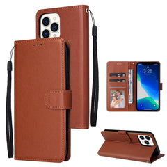 Multifunctional Horizontal Flip Leather Case, with Three Card Slot & Holder & Double Zip Wallett & Photo Frame & Lanyard, For iPhone 13 mini, For iPhone 13, For iPhone 13 Pro