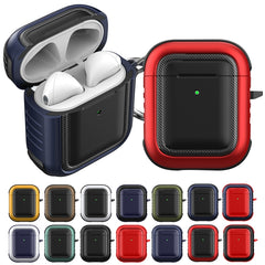 Estuche protector de TPU + PC a prueba de golpes para auriculares inalámbricos con mosquetón, para AirPods 1/2, para AirPods Pro