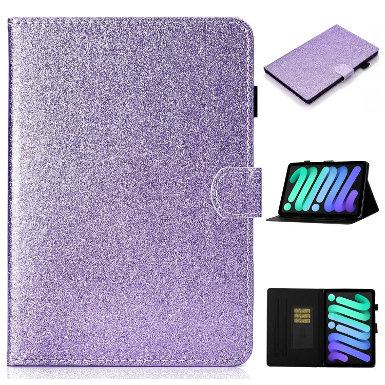 Estuche de cuero con tapa horizontal y diseño de purpurina brillante con ranura para tarjetas y función de suspensión/activación para iPad mini 2024/mini 6 Estuche de cuero con tapa horizontal y diseño de purpurina brillante con ranura para tarjetas y función de suspensión/activación para iPad mini 2024/mini 6