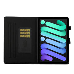 Estuche de cuero con tapa horizontal y diseño de purpurina brillante con ranura para tarjetas y función de suspensión/activación para iPad mini 2024/mini 6