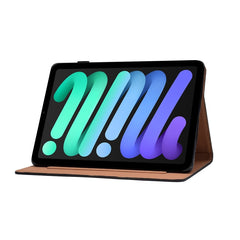 Estuche de cuero con tapa horizontal con pintura de color puro, ranuras para tarjetas, soporte, cordón y función de suspensión/activación, para iPad mini 2024/mini 6