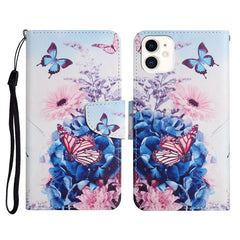 Funda de cuero con tapa horizontal con patrón pintado, soporte, ranura para tarjetas y billetera, para iPhone 12 mini