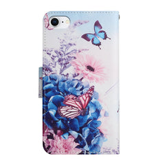 Horizontale Klapphülle aus Leder mit bemaltem Muster, Halter, Kartenfach und Geldbörse, für iPhone SE 2022 / SE 2020 / 8 / 7