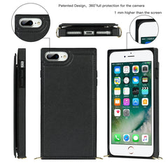 Cross-body Square Double Buckle Flip Card Bag TPU+PU Case with Card Slots & Wallet & Photo & Strap, For iPhone 8 Plus / 7 Plus, For iPhone SE 2022 / SE 2020 / 8 / 7, For iPhone 11, For iPhone 11 Pro