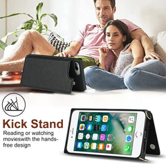 Cross-body Square Double Buckle Flip Card Bag TPU+PU Case with Card Slots & Wallet & Photo & Strap, For iPhone 8 Plus / 7 Plus, For iPhone SE 2022 / SE 2020 / 8 / 7, For iPhone 11, For iPhone 11 Pro
