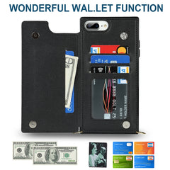 Cross-body Square Double Buckle Flip Card Bag TPU+PU Case with Card Slots & Wallet & Photo & Strap, For iPhone 8 Plus / 7 Plus, For iPhone SE 2022 / SE 2020 / 8 / 7, For iPhone 11, For iPhone 11 Pro
