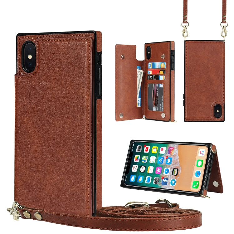 Cross-body Square Double Buckle Flip Card Bag TPU+PU Case with Card Slots & Wallet & Photo & Strap, For iPhone XS / X, For iPhone XS Max, For iPhone XR Cross-body Square Double Buckle Flip Card Bag TPU+PU Case with Card Slots & Wallet & Photo & Strap, For iPhone XS / X, For iPhone XS Max, For iPhone XR