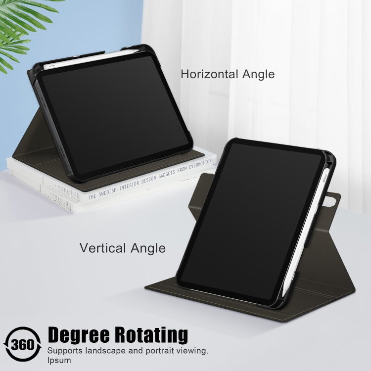 Estuche de cuero PU con tapa horizontal de voltaje de color sólido con soporte giratorio y ranura para lápiz y función de suspensión/activación, para iPad mini 2024 / mini 6 Estuche de cuero PU con tapa horizontal de voltaje de color sólido con soporte giratorio y ranura para lápiz y función de suspensión/activación, para iPad mini 2024 / mini 6