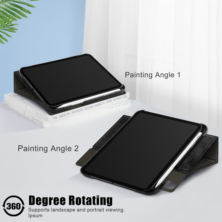 Estuche de cuero PU con tapa horizontal de voltaje de color sólido con soporte giratorio y ranura para lápiz y función de suspensión/activación, para iPad mini 2024 / mini 6 Estuche de cuero PU con tapa horizontal de voltaje de color sólido con soporte giratorio y ranura para lápiz y función de suspensión/activación, para iPad mini 2024 / mini 6