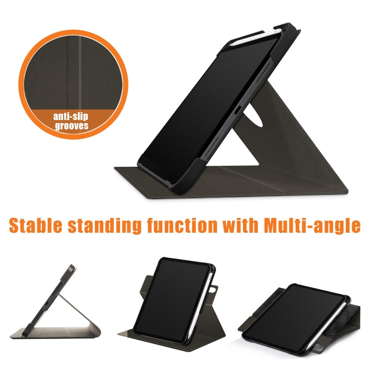 Estuche de cuero PU con tapa horizontal de voltaje de color sólido con soporte giratorio y ranura para lápiz y función de suspensión/activación, para iPad mini 2024 / mini 6 Estuche de cuero PU con tapa horizontal de voltaje de color sólido con soporte giratorio y ranura para lápiz y función de suspensión/activación, para iPad mini 2024 / mini 6