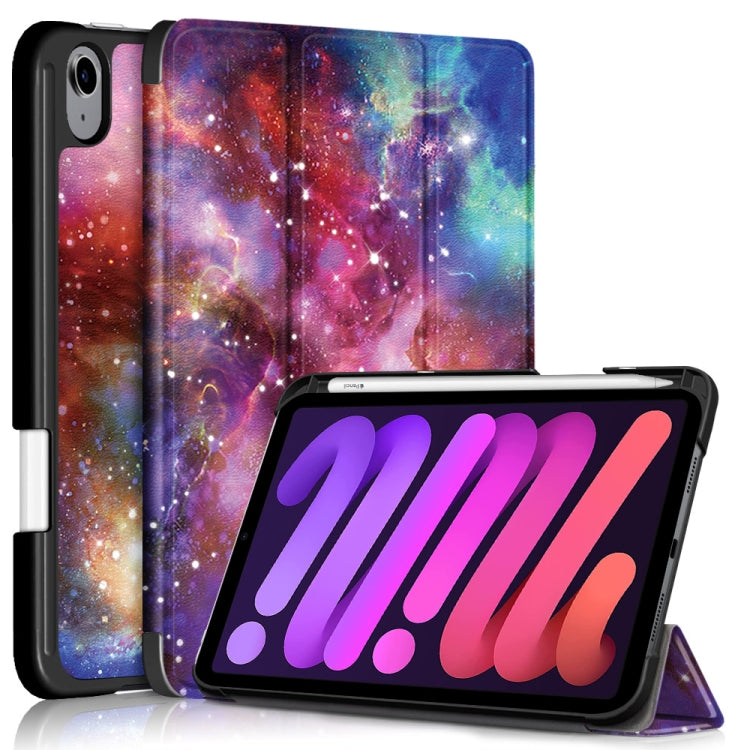 Estuche de cuero con tapa horizontal de TPU con patrón pintado, soporte plegable en tres direcciones, ranura para bolígrafo y función de suspensión/activación, para iPad mini 2024/mini 6 Estuche de cuero con tapa horizontal de TPU con patrón pintado, soporte plegable en tres direcciones, ranura para bolígrafo y función de suspensión/activación, para iPad mini 2024/mini 6