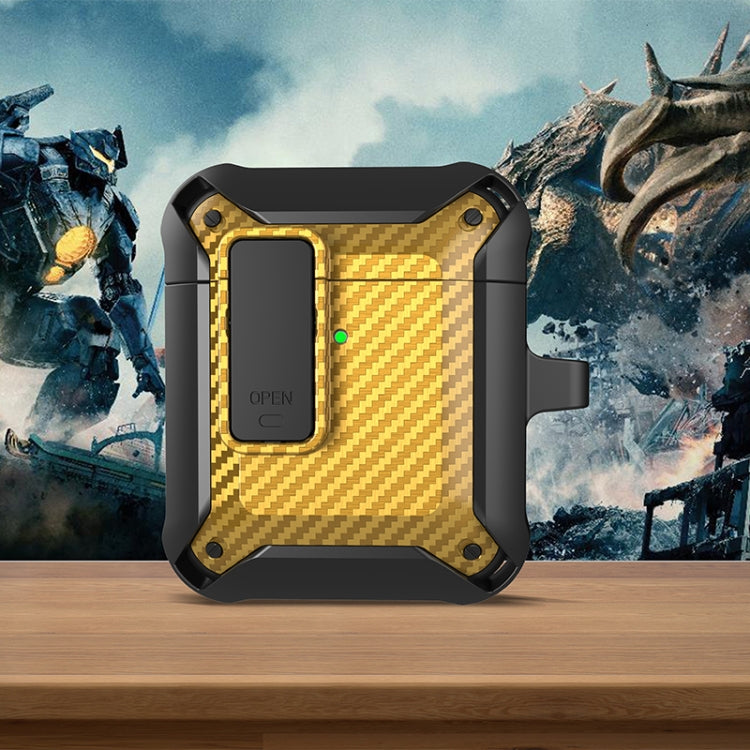 Estuche protector de fibra de carbono Bumblebee a prueba de golpes para auriculares inalámbricos con interruptor, para AirPods 1/2, para AirPods Pro Estuche protector de fibra de carbono Bumblebee a prueba de golpes para auriculares inalámbricos con interruptor, para AirPods 1/2, para AirPods Pro