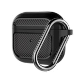 Carbon Fiber TPU Thicken Shockproof Earphone Protective Case with Hook, For AirPods 3