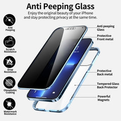 Anti-peeping Magnetic Metal Frame Double-sided Tempered Glass Phone Case