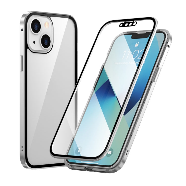 Funda de teléfono de vidrio templado de doble cara con marco de metal magnético HD, para iPhone 13 mini, para iPhone 13, para iPhone 13 Pro, para iPhone 13 Pro Max Funda de teléfono de vidrio templado de doble cara con marco de metal magnético HD, para iPhone 13 mini, para iPhone 13, para iPhone 13 Pro, para iPhone 13 Pro Max