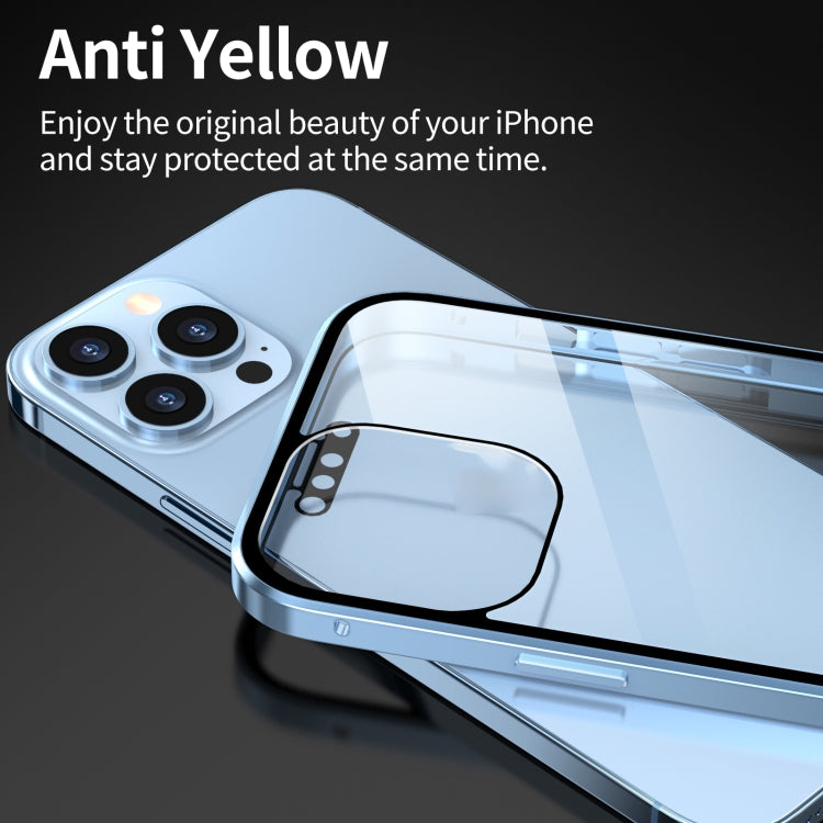 Funda de teléfono de vidrio templado de doble cara con marco de metal magnético HD, para iPhone 13 mini, para iPhone 13, para iPhone 13 Pro, para iPhone 13 Pro Max Funda de teléfono de vidrio templado de doble cara con marco de metal magnético HD, para iPhone 13 mini, para iPhone 13, para iPhone 13 Pro, para iPhone 13 Pro Max