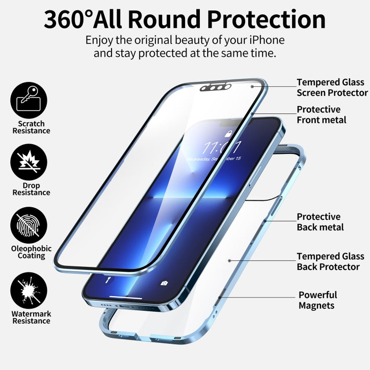 Funda de teléfono de vidrio templado de doble cara con marco de metal magnético HD, para iPhone 13 mini, para iPhone 13, para iPhone 13 Pro, para iPhone 13 Pro Max Funda de teléfono de vidrio templado de doble cara con marco de metal magnético HD, para iPhone 13 mini, para iPhone 13, para iPhone 13 Pro, para iPhone 13 Pro Max