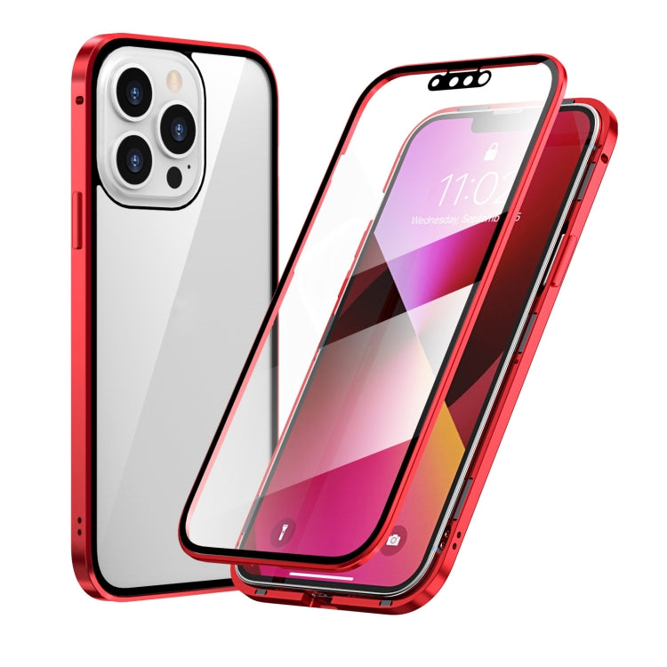 Funda de teléfono de vidrio templado de doble cara con marco de metal magnético HD, para iPhone 13 mini, para iPhone 13, para iPhone 13 Pro, para iPhone 13 Pro Max Funda de teléfono de vidrio templado de doble cara con marco de metal magnético HD, para iPhone 13 mini, para iPhone 13, para iPhone 13 Pro, para iPhone 13 Pro Max