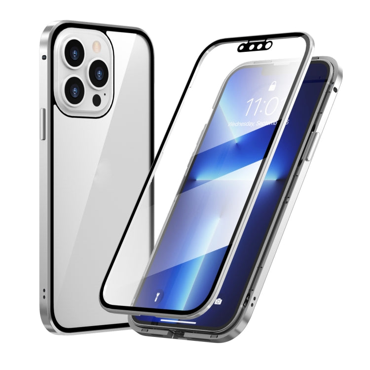 Funda de teléfono de vidrio templado de doble cara con marco de metal magnético HD, para iPhone 13 mini, para iPhone 13, para iPhone 13 Pro, para iPhone 13 Pro Max Funda de teléfono de vidrio templado de doble cara con marco de metal magnético HD, para iPhone 13 mini, para iPhone 13, para iPhone 13 Pro, para iPhone 13 Pro Max