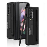 Funda GKK ultrafina para teléfono con tapa de policarbonato y PU, con soporte y ranura para bolígrafo, para Samsung Galaxy Z Fold3 5G
