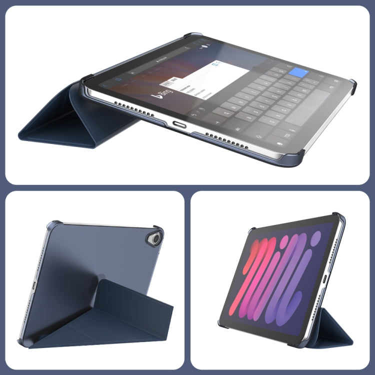 Funda de cuero para tableta deformable de PC translúcida mate de doble cara con soporte y función de suspensión/activación, para iPad mini 2024 / mini 6 Funda de cuero para tableta deformable de PC translúcida mate de doble cara con soporte y función de suspensión/activación, para iPad mini 2024 / mini 6