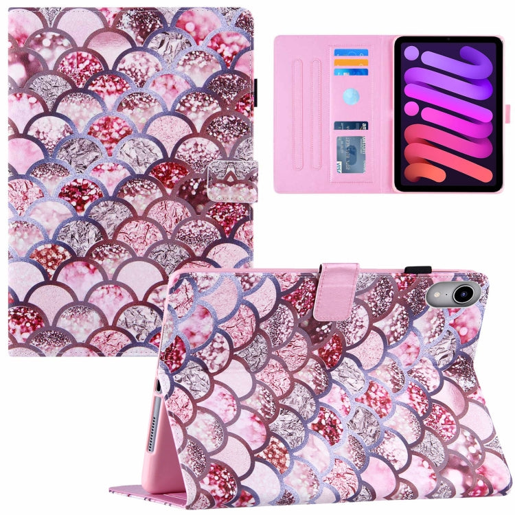 Funda de cuero con tapa horizontal y textura de seda para tableta, con soporte, ranura para tarjetas y función de suspensión/activación, para iPad mini 2024/mini 6 Funda de cuero con tapa horizontal y textura de seda para tableta, con soporte, ranura para tarjetas y función de suspensión/activación, para iPad mini 2024/mini 6