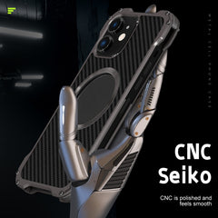 R-JUST RJ51 - Funda protectora de metal hueca a prueba de golpes para iPhone 12/12 Pro, iPhone 12 Pro Max