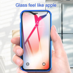 Ultra Slim Double Sides Magnetic Adsorption Angular Frame Tempered Glass Magnet Flip Case