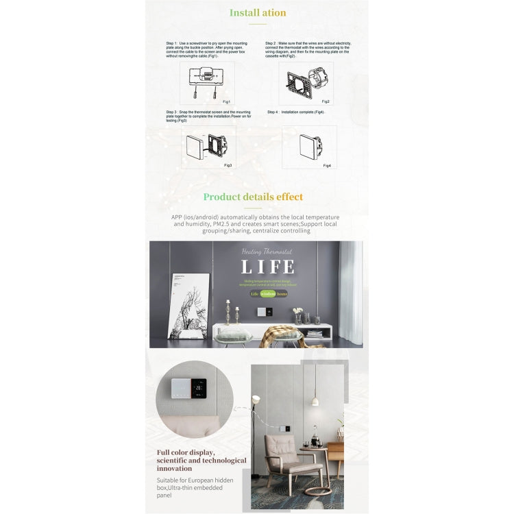 BHT-005-GCLW 220V AC 3A Smart Home Heating Thermostat for EU Box, Control Boiler Heating with Only Internal Sensor & WIFI Connection, BHT-005-GCLW BHT-005-GCLW 220V AC 3A Smart Home Heating Thermostat for EU Box, Control Boiler Heating with Only Internal Sensor & WIFI Connection, BHT-005-GCLW