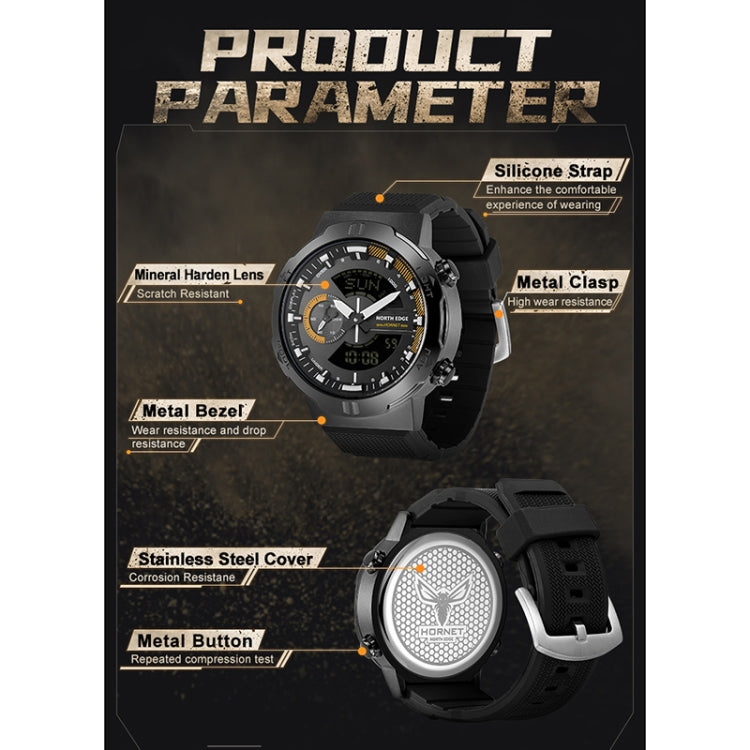 NORTH EDGE HORNET Dual Digital Alarm Clock Timing Men Luminous Sports Watch NORTH EDGE HORNET Dual Digital Alarm Clock Timing Men Luminous Sports Watch