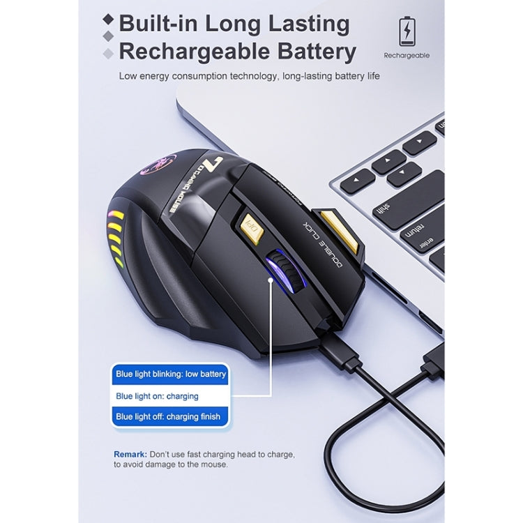 Ratón inalámbrico para juegos iMICE GW-X7 2.4G + Bluetooth, modo dual, recargable, silencioso, de 7 botones, con luces RGB de colores, GW-X7 2.4G + Bluetooth Ratón inalámbrico para juegos iMICE GW-X7 2.4G + Bluetooth, modo dual, recargable, silencioso, de 7 botones, con luces RGB de colores, GW-X7 2.4G + Bluetooth