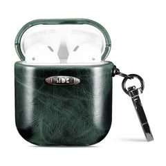 Estuche protector para auriculares con textura de cuero encerado al aceite y hebilla para colgar, para AirPods 1/2, para AirPods 3, para AirPods Pro