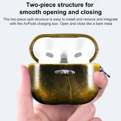 Estuche protector para auriculares con textura de cuero encerado al aceite y hebilla para colgar, para AirPods 1/2, para AirPods 3, para AirPods Pro