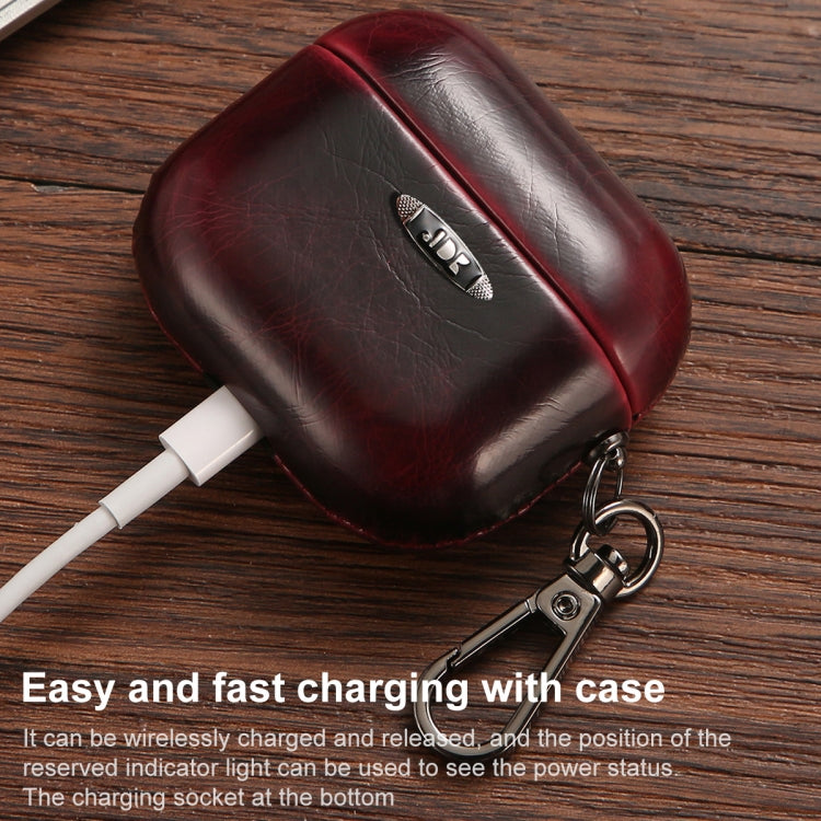 Estuche protector para auriculares con textura de cuero encerado al aceite y hebilla para colgar, para AirPods 1/2, para AirPods 3, para AirPods Pro Estuche protector para auriculares con textura de cuero encerado al aceite y hebilla para colgar, para AirPods 1/2, para AirPods 3, para AirPods Pro