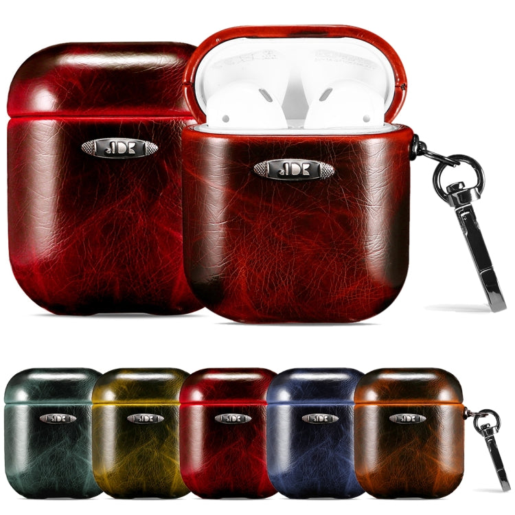 Estuche protector para auriculares con textura de cuero encerado al aceite y hebilla para colgar, para AirPods 1/2, para AirPods 3, para AirPods Pro Estuche protector para auriculares con textura de cuero encerado al aceite y hebilla para colgar, para AirPods 1/2, para AirPods 3, para AirPods Pro