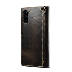 Denior Oil Wax Cowhide Magnetic Button Horizontal Flip Leather Case with Card Slots & Wallet, For Galaxy Note 10, For Galaxy Note 10 Plus, For iPhone 11, For iPhone 11 Pro, For iPhone 11 Pro Max