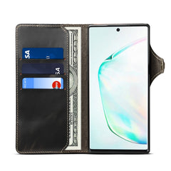 Denior Oil Wax Cowhide Magnetic Button Horizontal Flip Leather Case with Card Slots & Wallet, For Galaxy Note 10, For Galaxy Note 10 Plus, For iPhone 11, For iPhone 11 Pro, For iPhone 11 Pro Max